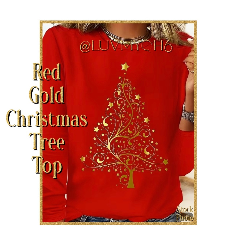 Red Gold Christmas Tree Woman's Top